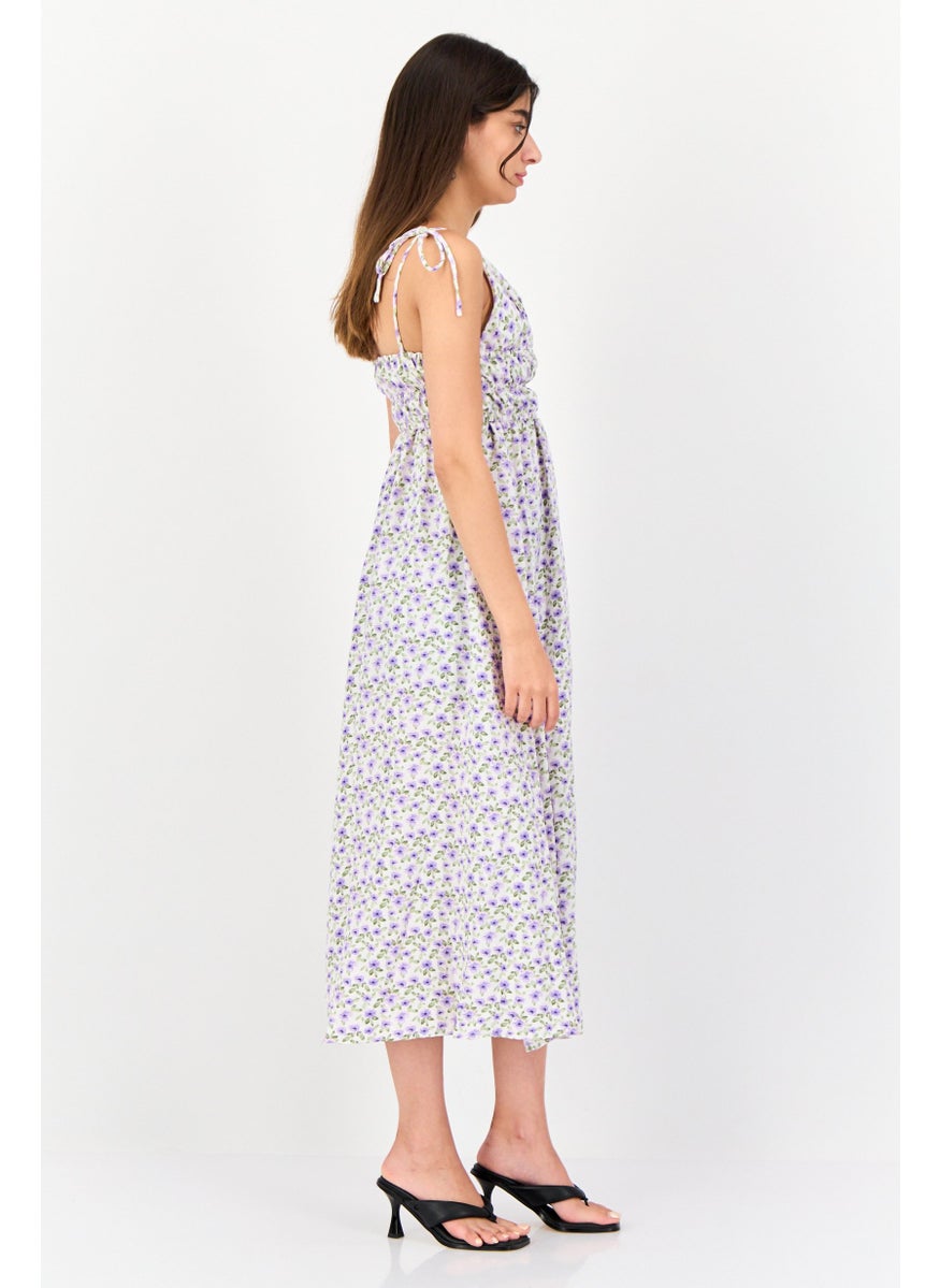 BRAVE SOUL Women Floral Print Casual Midi Dress, Multicolor  - Image 3