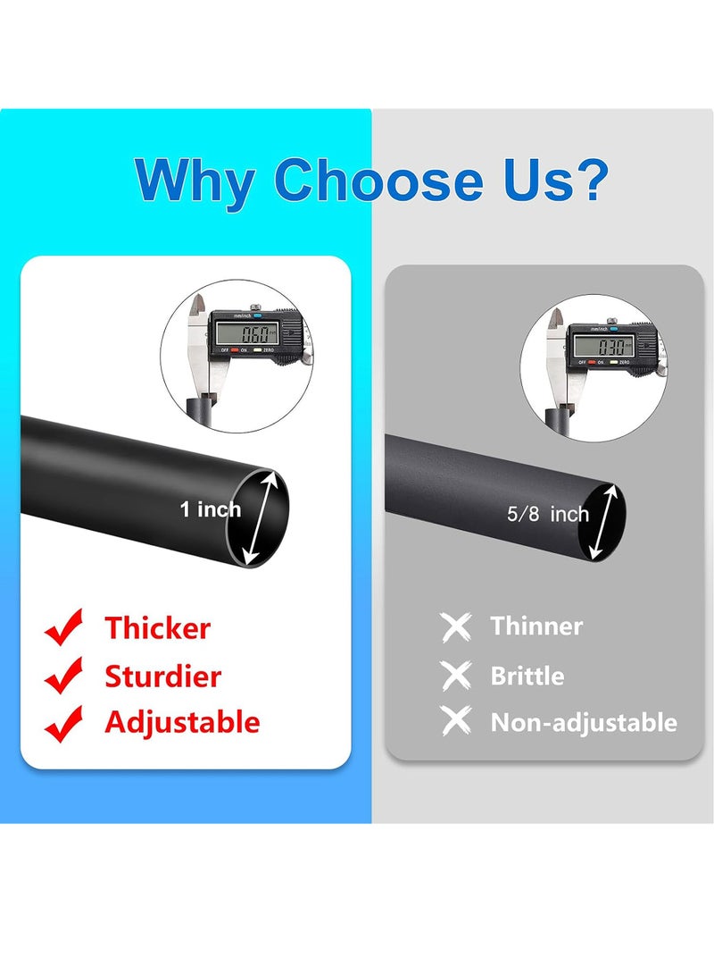 Uwals Heavy Duty Curtain Rods for Windows, 25MM Black Curtain Rods for Outdoor, Farmhouse, Bedroom, Kitchen, Living Room, Adjustable Easy Install Curtain Rods (Black,36"-88") - Image 3