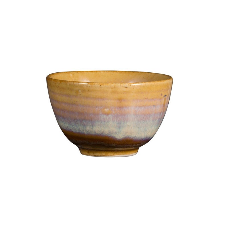 Caffeine Ceramic Handmade Mustard & Brown Studio Dessert Bowl (Set of 1, 150 ml) - Image 1