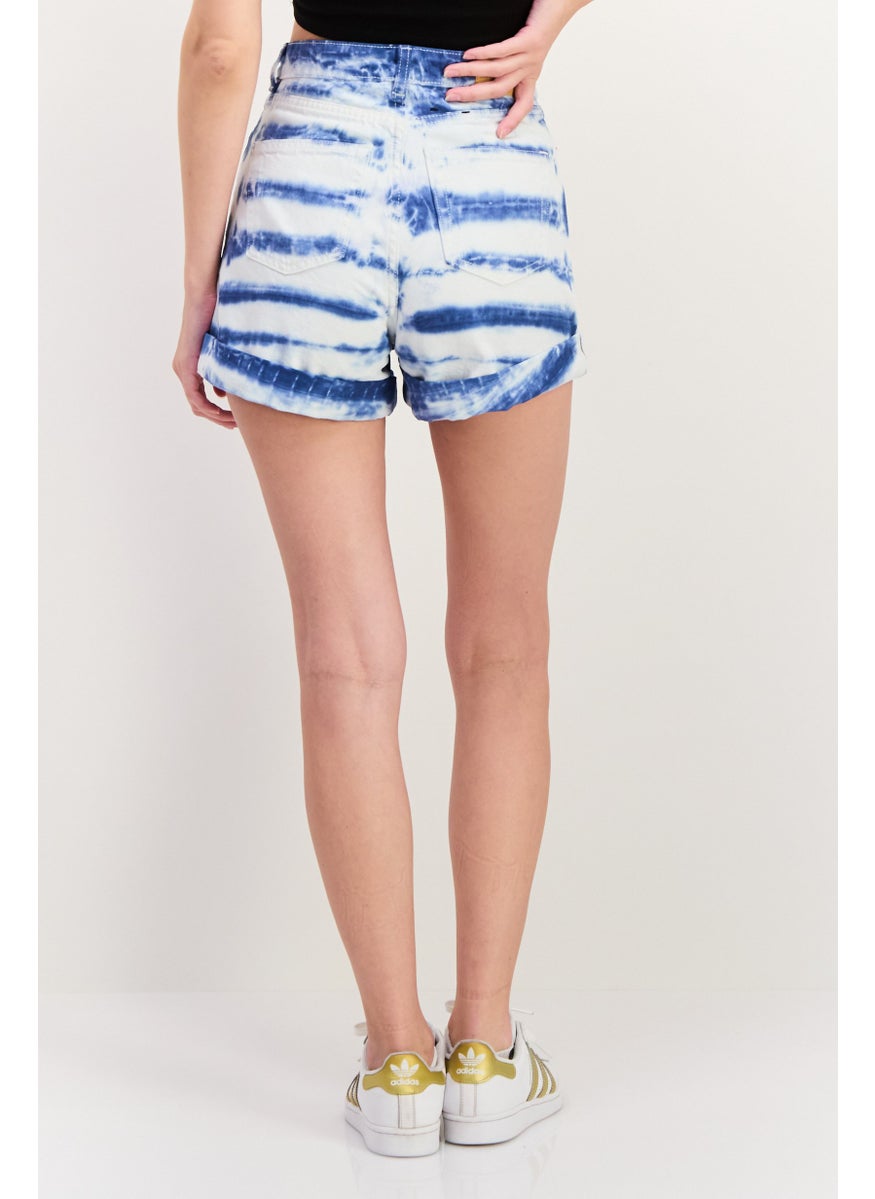 MONKI Women Washed Denim Short, White  - Image 4