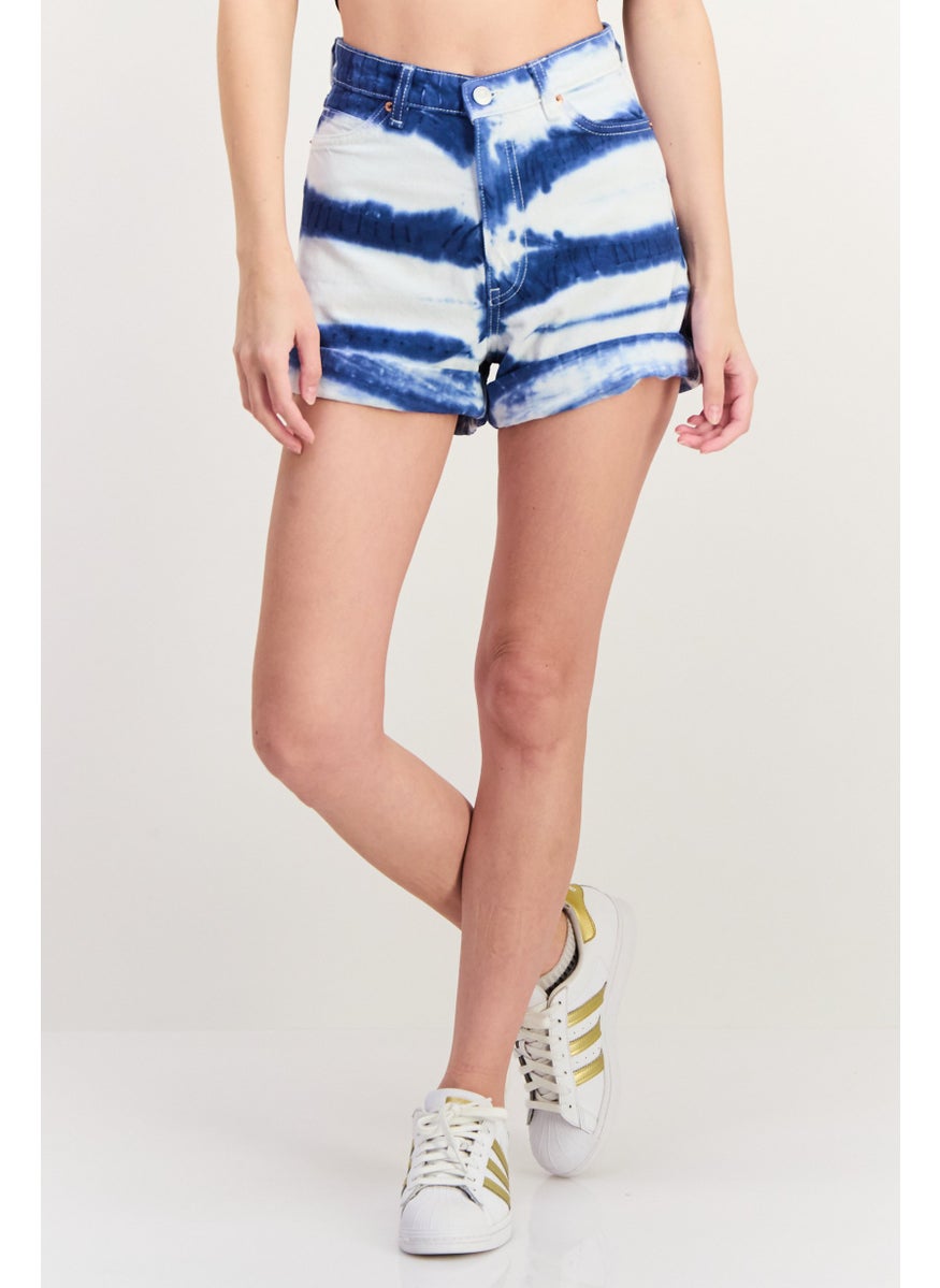 MONKI Women Washed Denim Short, White  - Image 1