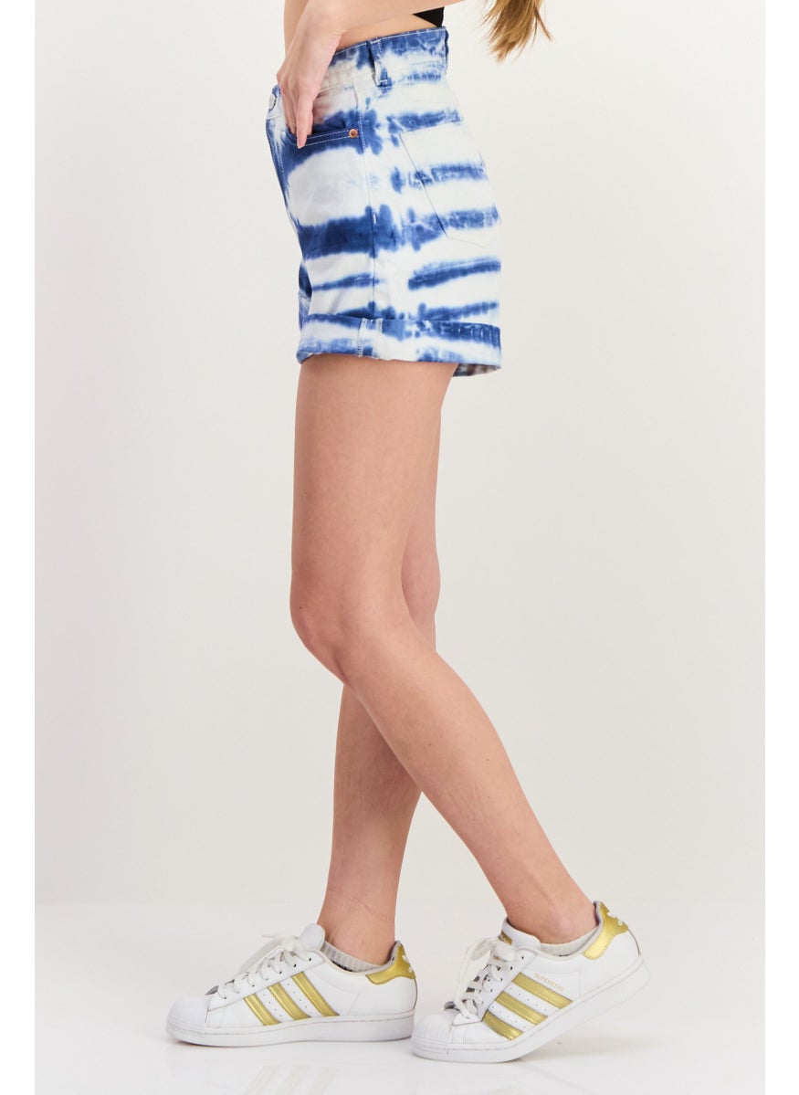 MONKI Women Washed Denim Short, White  - Image 2