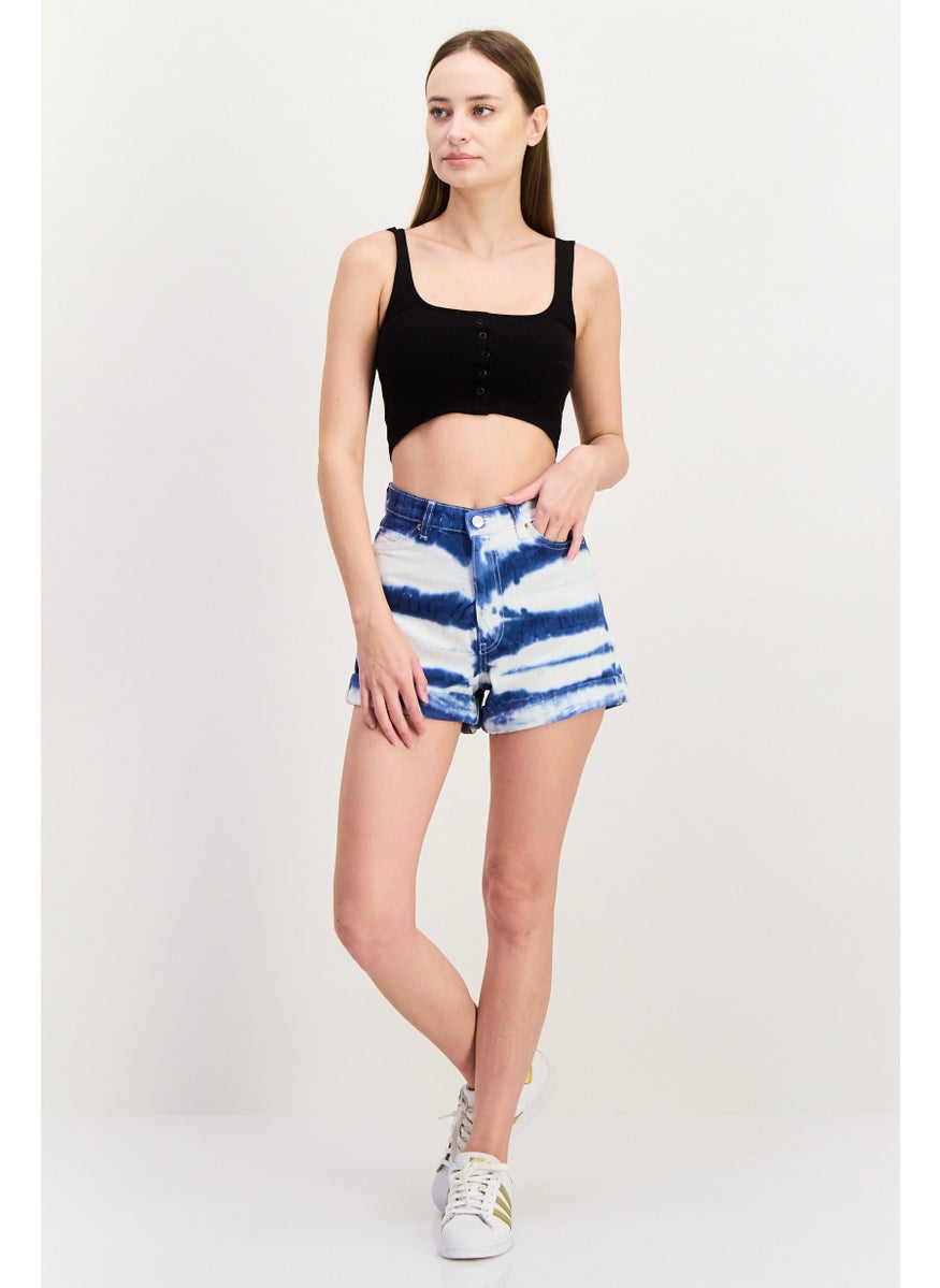 MONKI Women Washed Denim Short, White  - Image 3