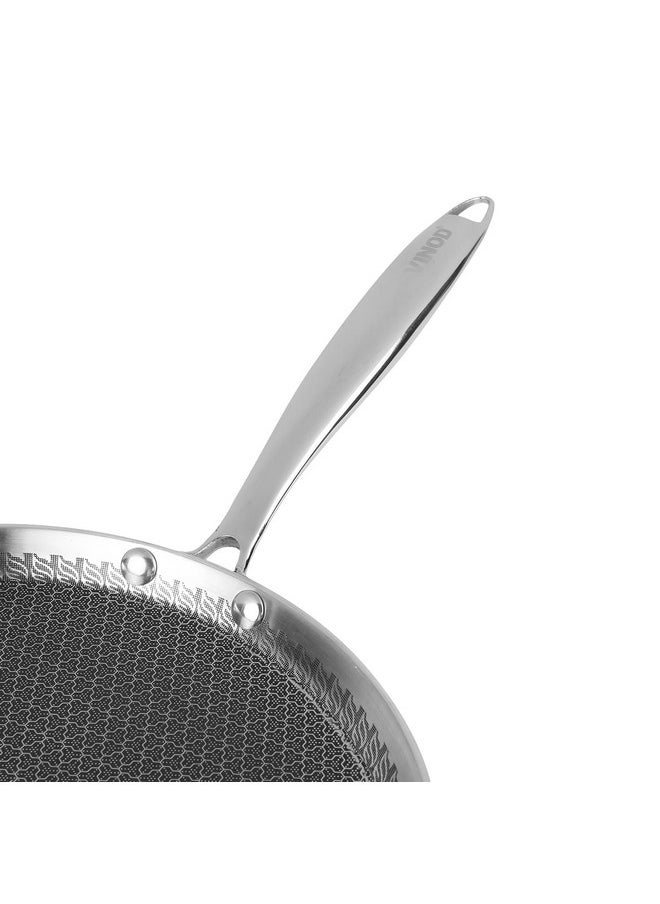 VINOD Vinod SAS Pro Platinum Triply Stainless Steel Dosa Tawa - 31 cm | 4.0 mm Thick | Hexa Design | Metal Spoon Friendly | Riveted Handle | Gas, Induction Base | 5-Year Warranty  - Image 3