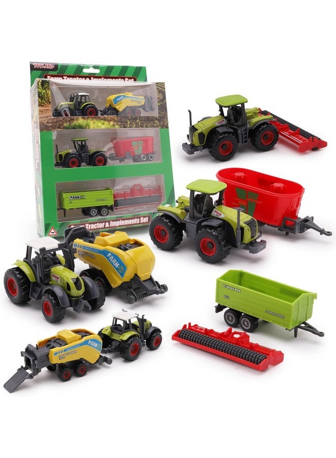 Toyland® Pack of 6 Die Cast Metal Farm Tractor & Implements Set - Approx. 5cm - 4 Assorted Designs - 1 Chosen at Random - Image 3