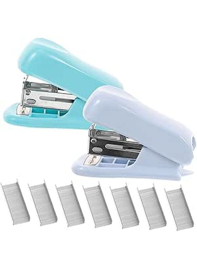 Mini Pastel Blue Green Stapler Set 2 Pack For Office Home And Classroom Supplies - Image 1