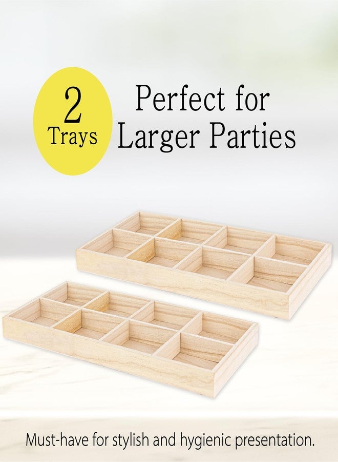 Hammont Rectangular Sectional Wooden Trays - 2 Pack - 7”x14”x1.25” - Eco Friendly Decorative Wooden Tray for Dry Fruits & Candies | Organic Wooden tray for Gift & Home Décor - Image 2