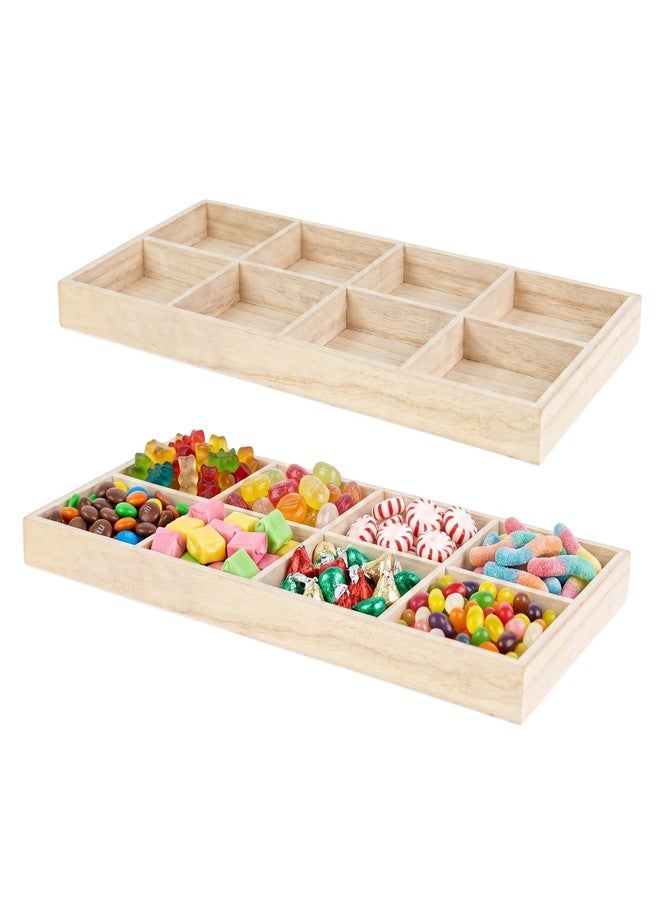 Hammont Rectangular Sectional Wooden Trays - 2 Pack - 7”x14”x1.25” - Eco Friendly Decorative Wooden Tray for Dry Fruits & Candies | Organic Wooden tray for Gift & Home Décor - Image 1