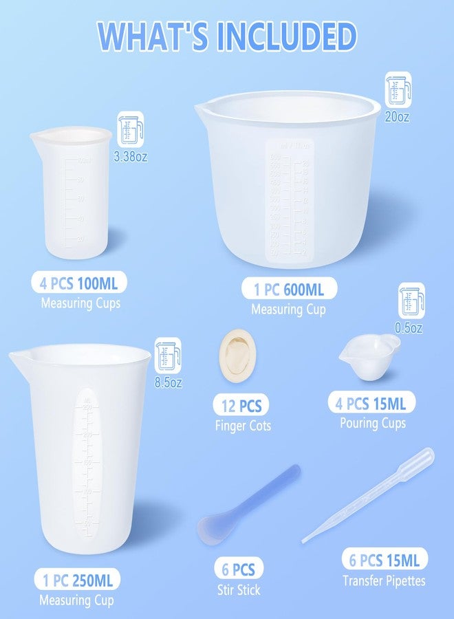KISREL Silicone Measuring Cups for Resin, Resin Supplies with 600ML+250ML+ 100ML Silicone Cups, Resin Mixing Cups, Silicone Stir Sticks, Epoxy Mixing Cup - Image 2