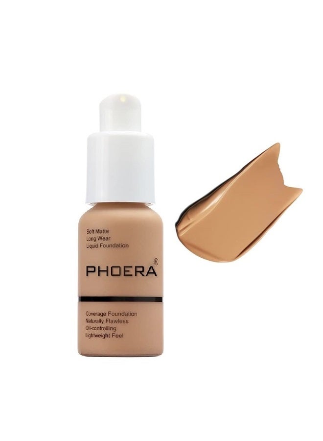 Yaper PHOERA Foundation,Flawless Soft Matte Oil Control Liquid Foundation Full Coverage Face Makeup. (105# Sand)