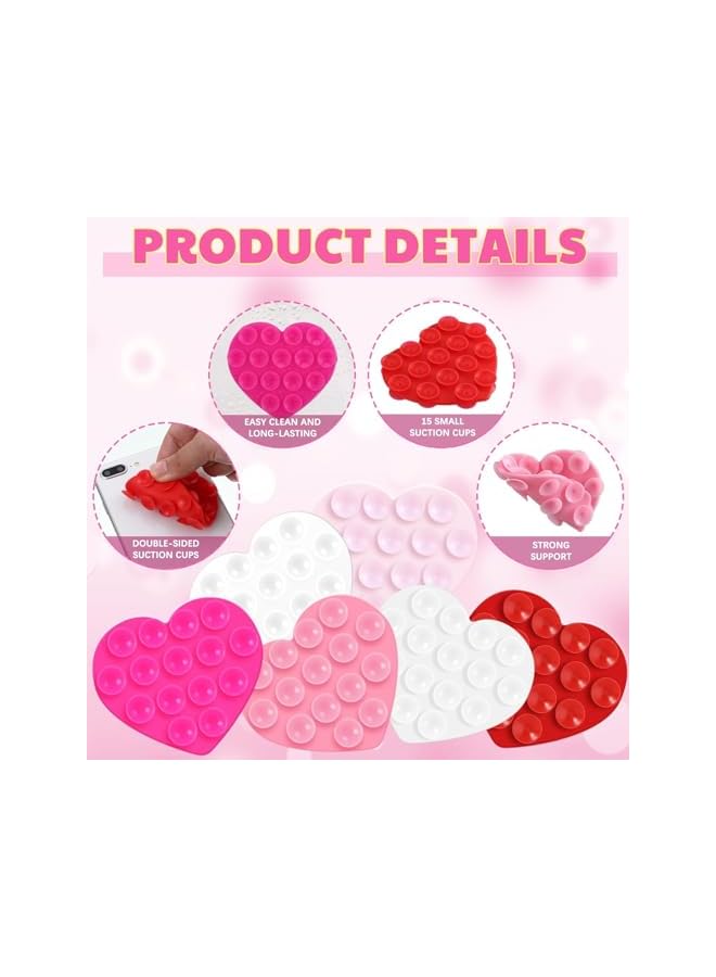 S-TOP 6 Pcs Heart Suction Case Pack,Double Sided Silicone Phone Grip Cup Sticky Accessories For Iphone Mobile Devices Mirror Glass Shower Holder - Image 4