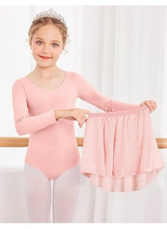 CMGTYYD Girls Ballet Leotards Toddler Long Sleeve Crisscross Back Dance Dress Outfit with Removable Shiny Skirt Combo  - Image 3