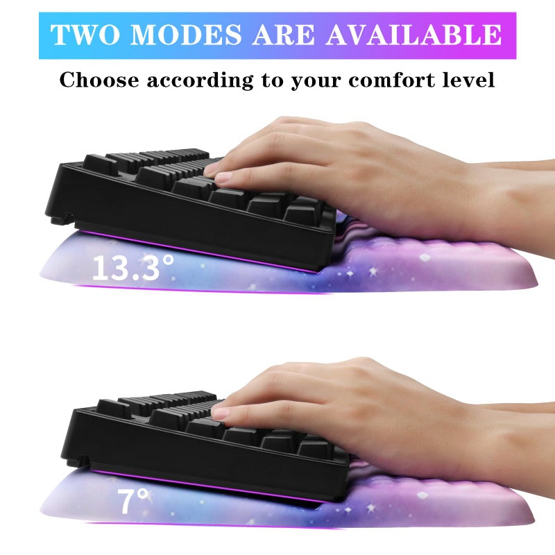 KEPUTAIER Computer Keyboard Stand with Wrist Rest, Ergonomic Tilted Keyboard Holder - Keyboard Riser with Wrist Pad - Keyboard Tray Support for Office Home -Colorful Stars - Image 2