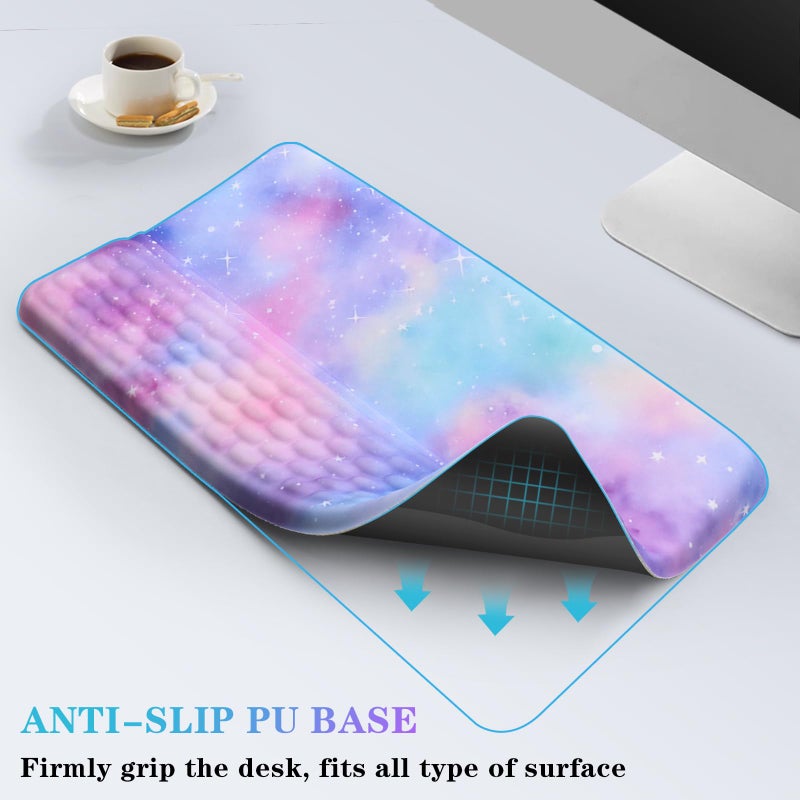 KEPUTAIER Computer Keyboard Stand with Wrist Rest, Ergonomic Tilted Keyboard Holder - Keyboard Riser with Wrist Pad - Keyboard Tray Support for Office Home -Colorful Stars - Image 4