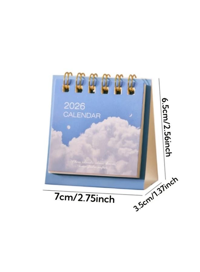 6 قطع من التقويم المصغر لعام 2026 بتصميم المناظر الطبيعية الإبداعي وتجليد حلزوني متين للمكاتب - Image 3