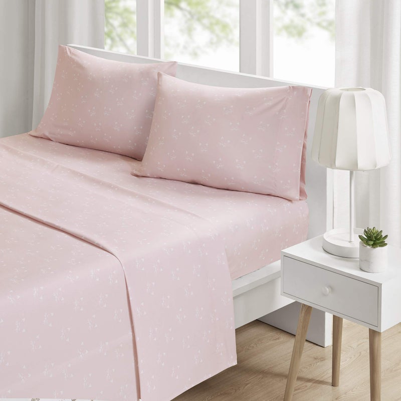 Intelligent Design Microfiber Cozy Bed Sheet Set Modern All Season Bedding Pillowcases Premium 14 Elastic Pocket Fits up to 16 Mattress Twin XL Pink Cats 3 Piece