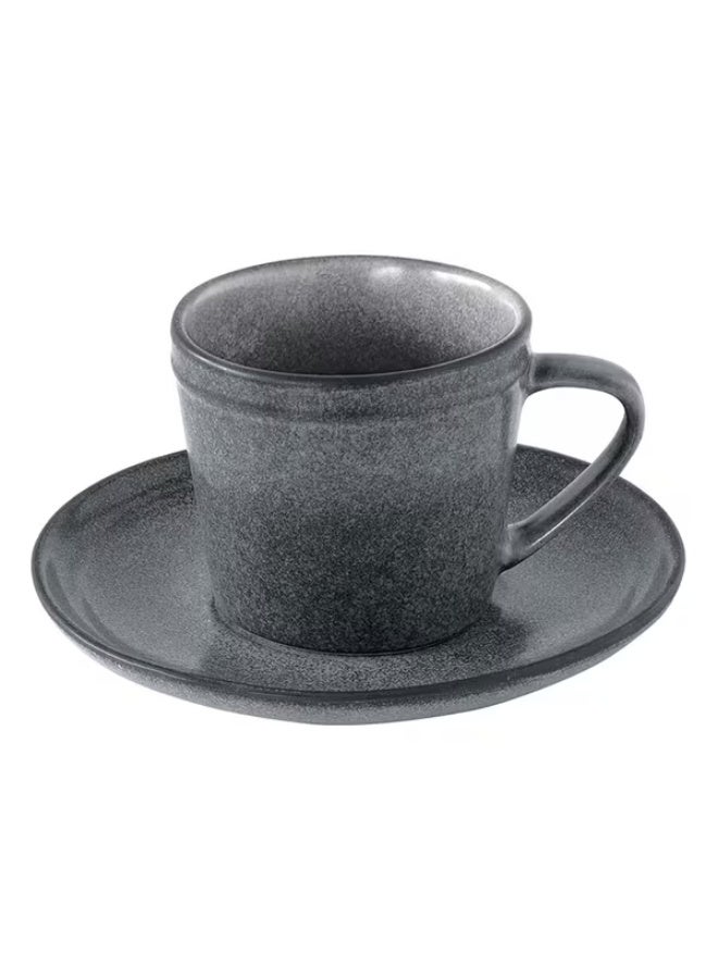 Easy Life Essential Chipping Scratches Resistant Tea Cup and Saucer Set Dark Grey 225ml