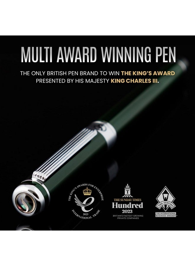 Scriveiner British Racing Green Rollerball - Stunning Luxury Rollerball Pen, Chrome Finish, Schmidt Ink Refill, Best Roller Ball Pen Gift Set For Men & Women, Professional, Executive Office, Nice Pens - Image 2