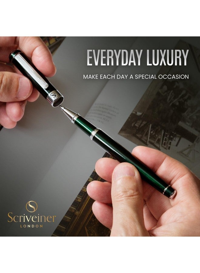 Scriveiner British Racing Green Rollerball - Stunning Luxury Rollerball Pen, Chrome Finish, Schmidt Ink Refill, Best Roller Ball Pen Gift Set For Men & Women, Professional, Executive Office, Nice Pens - Image 5