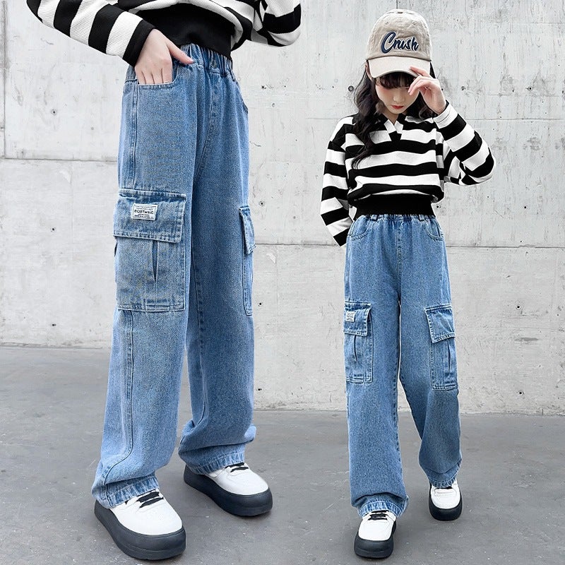 Girls Jeans Children'S Pants Medium And Large Children'S Trousers And Delivery - Image 1