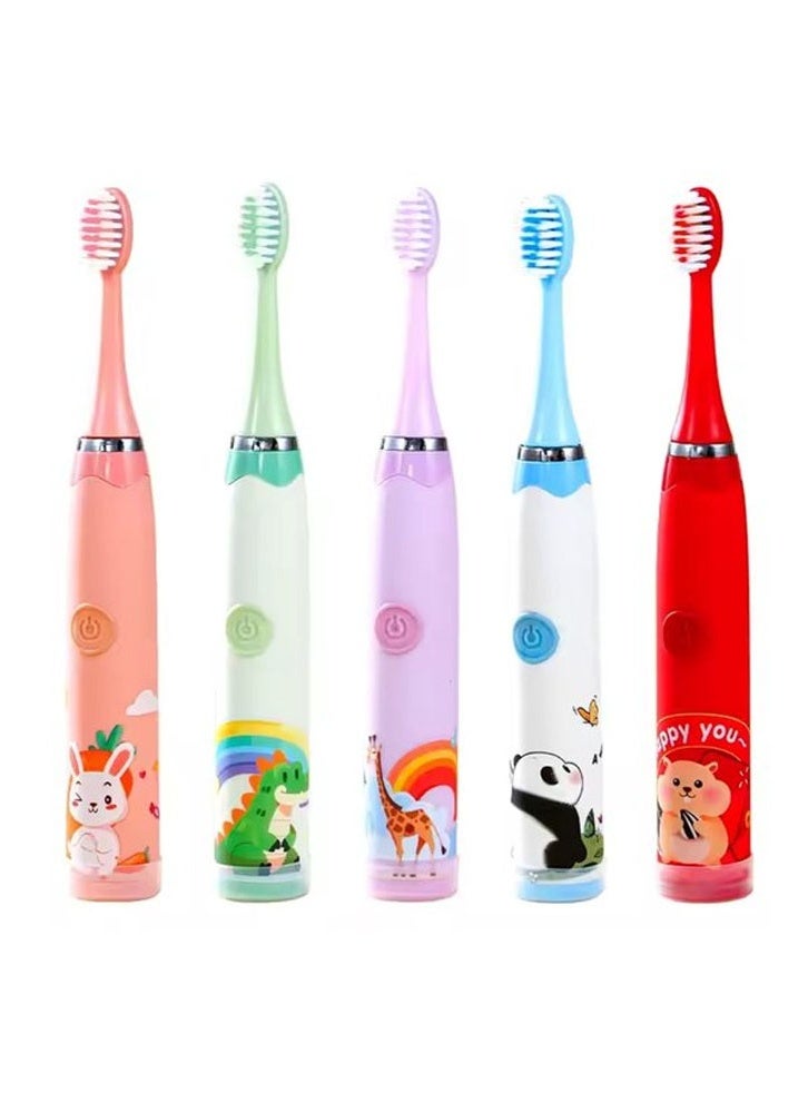 KLNAMAEAAN Children's Cartoon Electric Toothbrush Ultrasonic Soft Bristle Rechargeable Toothbrush 163 Green 6 Brush Heads (Type-C Rechargeable) - Image 5