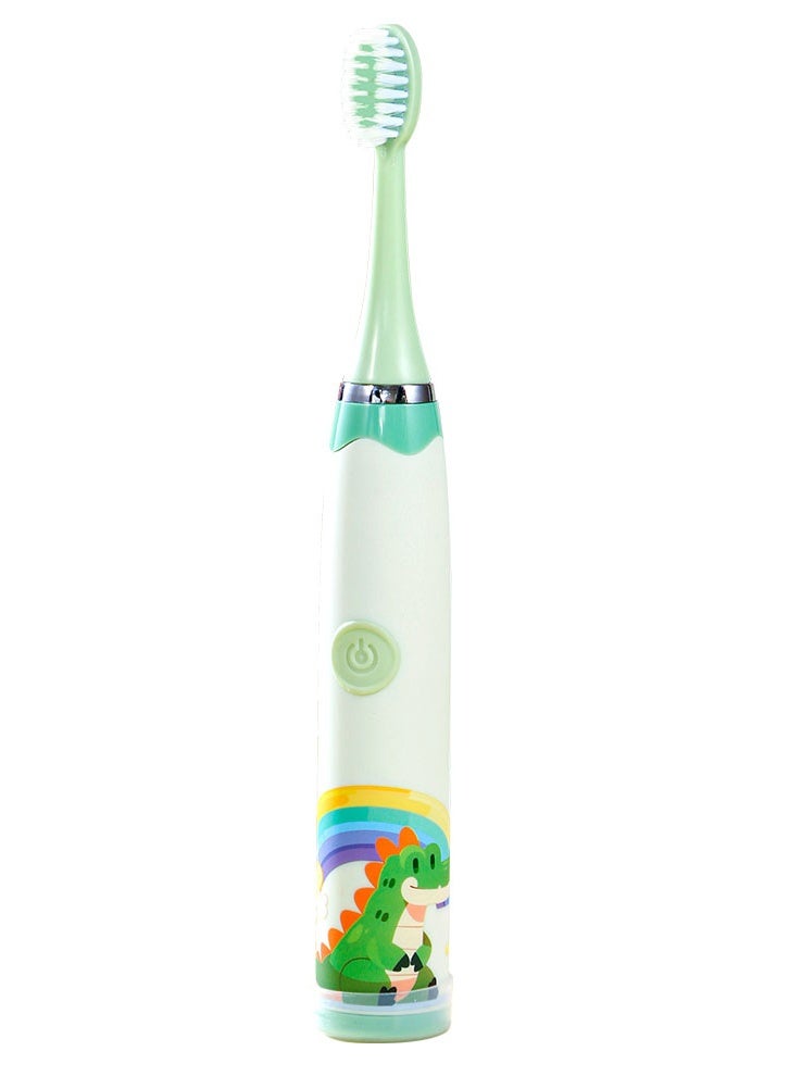 KLNAMAEAAN Children's Cartoon Electric Toothbrush Ultrasonic Soft Bristle Rechargeable Toothbrush 163 Green 6 Brush Heads (Type-C Rechargeable) - Image 3