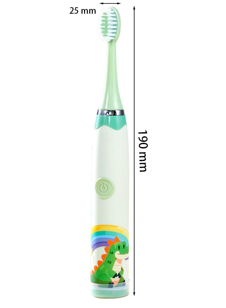 KLNAMAEAAN Children's Cartoon Electric Toothbrush Ultrasonic Soft Bristle Rechargeable Toothbrush 163 Green 6 Brush Heads (Type-C Rechargeable) - Image 4