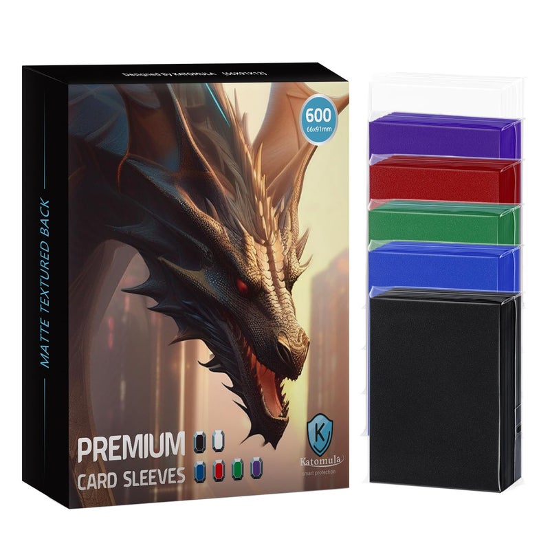 Katomula 600CT MTG Card Sleeves, Katomula Clear Front Textured Back Card Sleeve Deck Card Protectors, Standard Size Card Sleeves for MTG, Baseball Card, Sports Cards, Game Card - Image 1