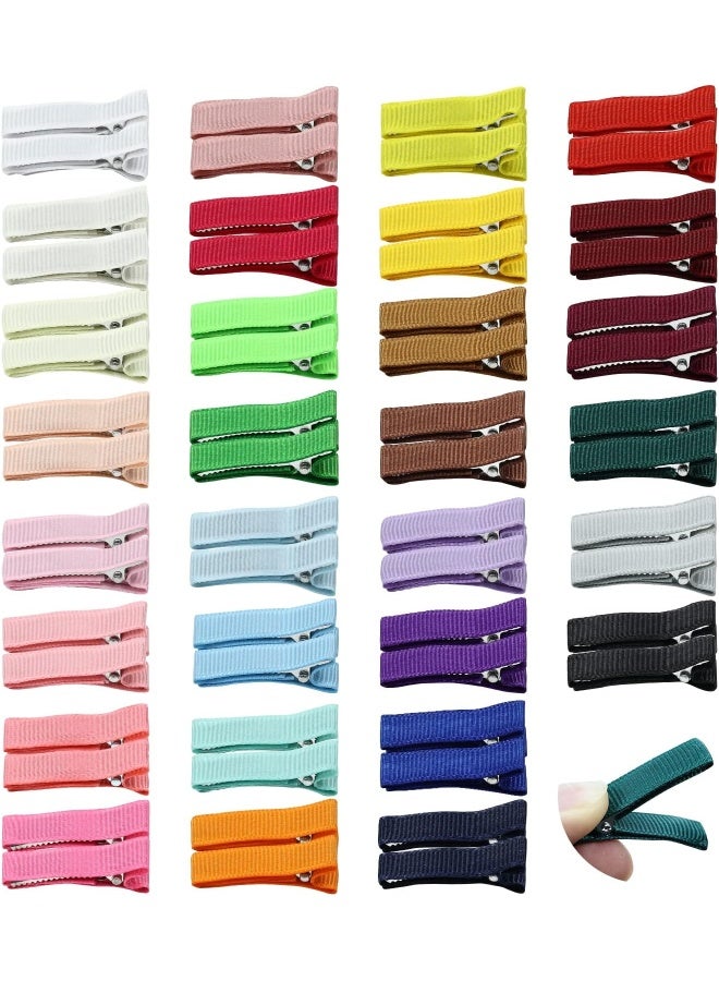 Cinaci 60 Pack Solid 1.4" Grosgrain Ribbon Covered Fully Lined Small Alligator Hair Clips for Fine Hair Soft Mini Duckbill Hair Barrettes DIY Hair Accessories for Baby Girls Boys Infants Toddlers Kids - Image 1