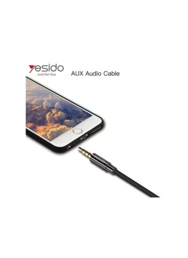 Yesido YAU02 3.5mm AUX Audio Cable – 1.0m Durable Nylon Braided Male-to-Male Stereo Cable for Car, Headphones, Speakers, Home Audio & Smartphones – Tangle-Free Design with Hi-Fi Sound Quality & Universal 3.5mm Jack Compatibility – Black  - Image 2