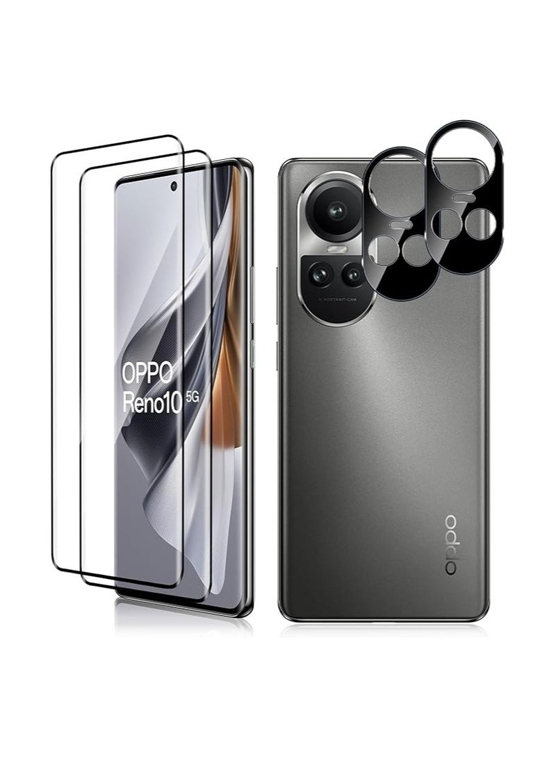 For OPPO Reno 10 5G/OPPO Reno 10 Pro 5G Screen Protector, 2 3D Curved Protectors Tempered Glass Screen Protectors, 2 Camera Protectors - Image 1