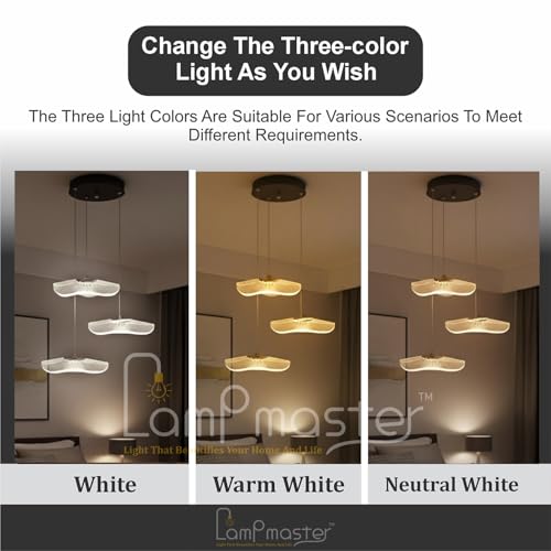 Lamp master 3 Crystal Wave Pendant Light | Modern Acrylic Chandelier with Antique Gold Finish | Elegant Wave Design Hanging Light for Living Room, Bedroom, Dining Room, Restaurants Ceiling Lamp - Image 4