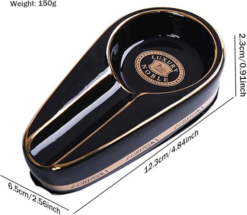 منفضة سجائر خزفية مذهبة مقاس 12x2 6x1 بوصة، منفضة رماد أنيقة ومستقرة للمنزل والمكتب والسيارة - Image 5