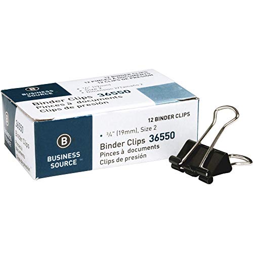 Business Source, BSN36550, Fold-Back Binder Clips, 12 / Dozen, Black - Image 2