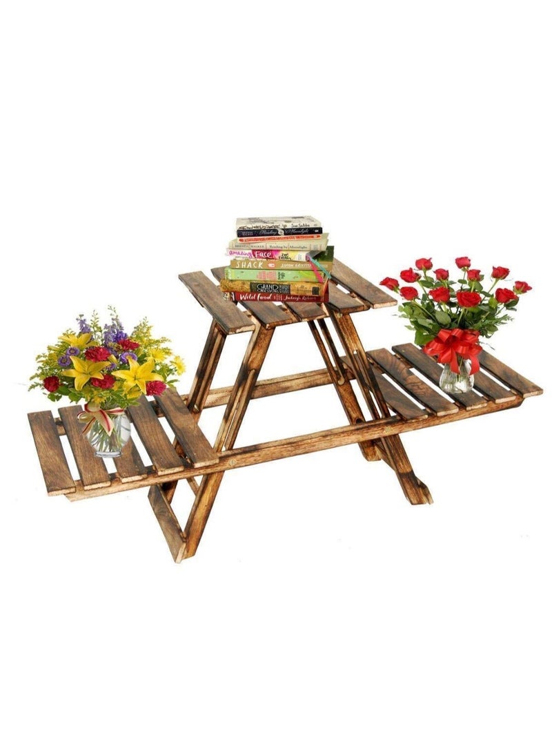 DubaiGallery Wooden Handicraft Wooden Multipurpose Planter Rack for Living Room Side, Flower Pot Stand, Vase Stand, Foot Rack - Image 4