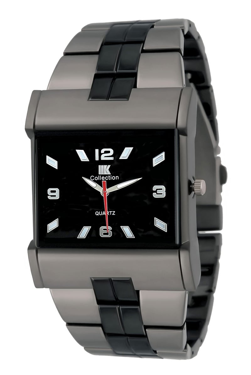 IIK COLLECTION Reactangle Studded Dial Metalic Bracelet Chain Strap Analogue Wrist Watch for Men and Boys - Image 1