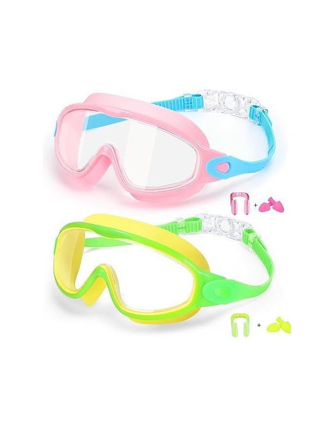 DIOTTI 2 Pack Kids Swim Goggles – Adjustable Strap, Comfortable & Leak-Proof Goggles for Children & Teens - Image 1
