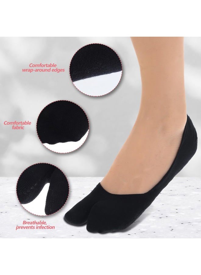 Larrel 4 Pairs Flip Flop Socks, 4 Colors Tabi Socks, Low Cut Flop Sock, Japanese Toes Separated Sock for Flip-Flop and Geta, Non Slip No Show Stocking for Women and Men (Black, White, Gray, Flesh-Pink) - Image 5