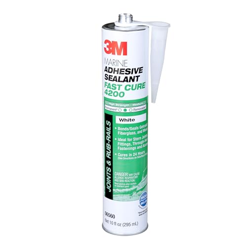 3M Marine Adhesive Sealant Fast Cure 4200 (06560) – Semi-Permanent Flexible Adhesive Sealant for Boats and RVs, White, Flexible Bonds, Underwater-Safe, 295 mL Cartridge - Image 1