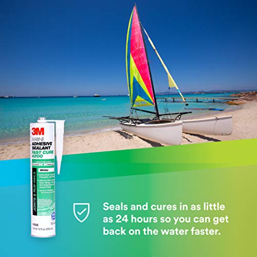 3M Marine Adhesive Sealant Fast Cure 4200 (06560) – Semi-Permanent Flexible Adhesive Sealant for Boats and RVs, White, Flexible Bonds, Underwater-Safe, 295 mL Cartridge - Image 2