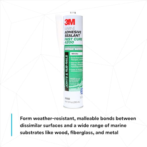 3M Marine Adhesive Sealant Fast Cure 4200 (06560) – Semi-Permanent Flexible Adhesive Sealant for Boats and RVs, White, Flexible Bonds, Underwater-Safe, 295 mL Cartridge - Image 3