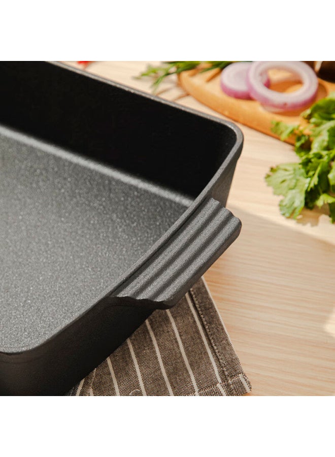Telssida Cast Iron Fish Grilling Pan, Frying Pan, Uncoated Pancake Griddle, Non-stick Rectangular Flat Bottom Pan, Raw Iron Barbecue Pan - Image 2