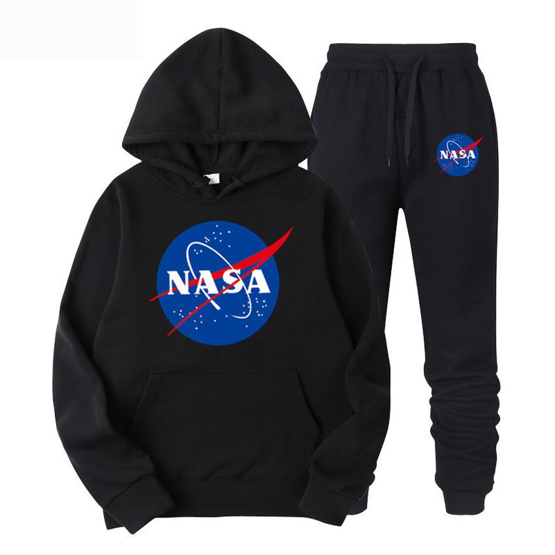Generic Cross-border new fashion brand AliExpress popular NASA series letter pullover casual hooded sports logo Sports Black 
