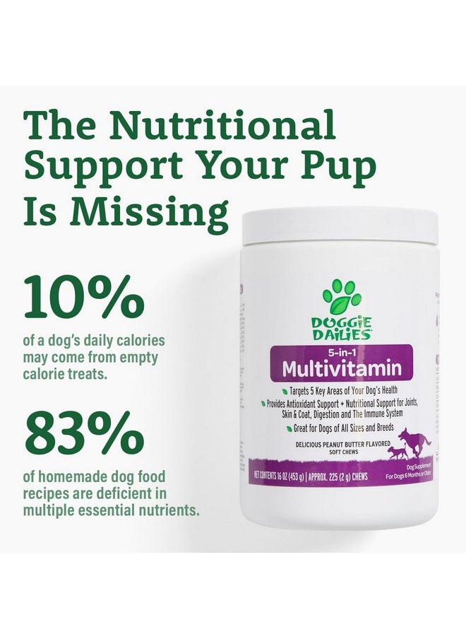 Doggie Dailies Doggie Dailies 5 in 1 Multivitamin for Dogs, Dog Multivitamin for Skin and Coat Health, Joint Health, Improved Digestion, Antioxidants, Support a Healthy Immune System (Peanut Butter) 225 Soft Chews  - Image 5
