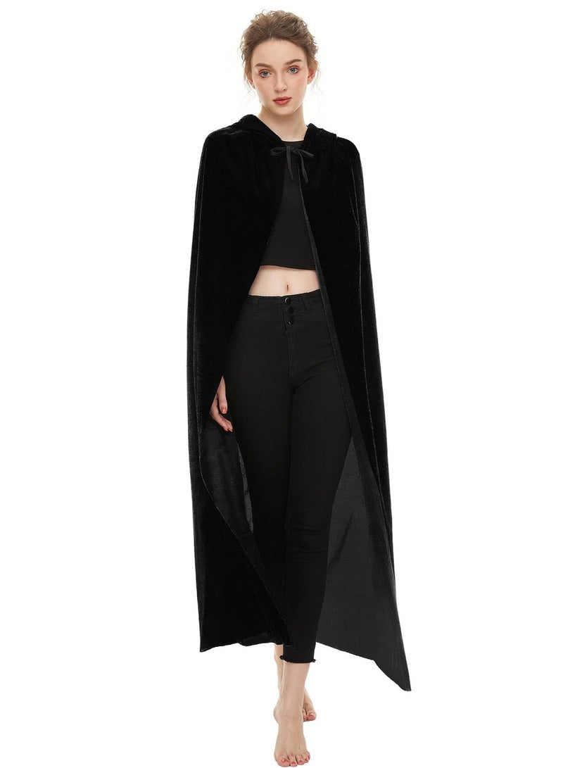 VUCATIN Unisex Hooded Cloak Cape with Hood for Kids and Adults, Velvet Cosplay Costume for Parties, 130 cm - Image 5