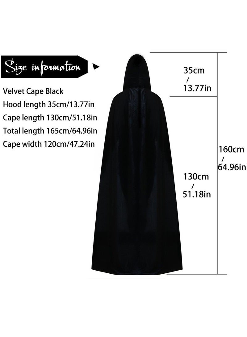 VUCATIN Unisex Hooded Cloak Cape with Hood for Kids and Adults, Velvet Cosplay Costume for Parties, 130 cm - Image 2