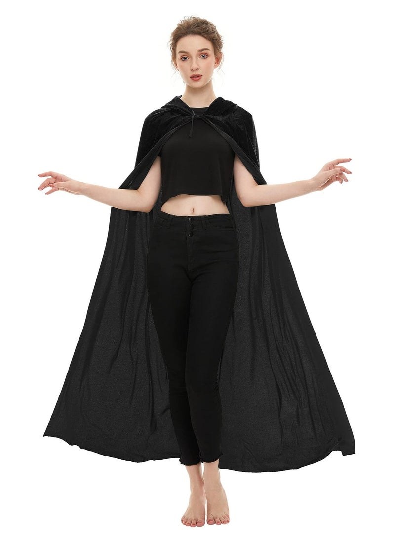 VUCATIN Unisex Hooded Cloak Cape with Hood for Kids and Adults, Velvet Cosplay Costume for Parties, 130 cm - Image 3