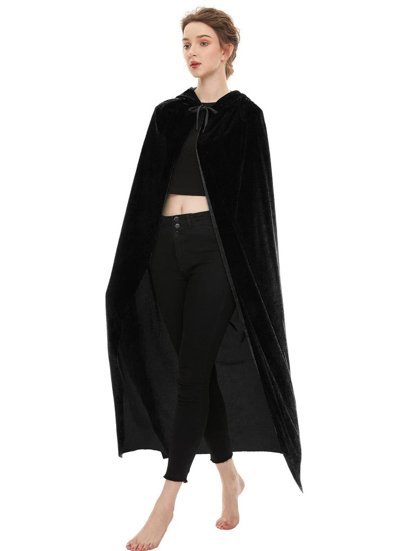 VUCATIN Unisex Hooded Cloak Cape with Hood for Kids and Adults, Velvet Cosplay Costume for Parties, 130 cm - Image 4