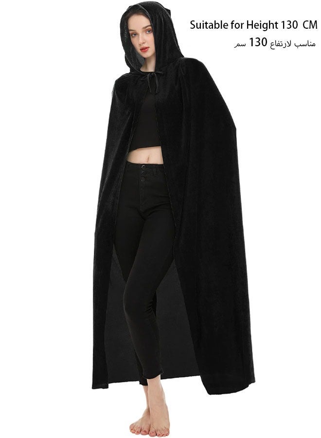 VUCATIN Unisex Hooded Cloak Cape with Hood for Kids and Adults, Velvet Cosplay Costume for Parties, 130 cm - Image 1