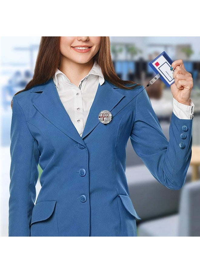 سوليبي ممرضة شارة بكرة 24 '' حامل شارة قابل للسحب مع مشبك التمساح الدوار بلينغ حجر الراين معرف شارة حامل للممرضات الأطباء المعلمين الطلاب حامل شارة معدل ضربات القلب (أبيض) - Image 5